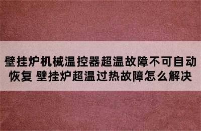 壁挂炉机械温控器超温故障不可自动恢复 壁挂炉超温过热故障怎么解决